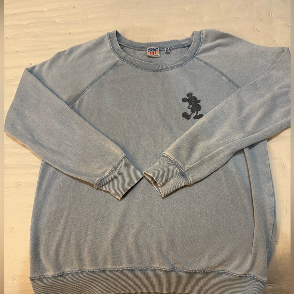 Junk Food Pale Blue Vintage Style Sweatshirt Mickey Mouse  Size M